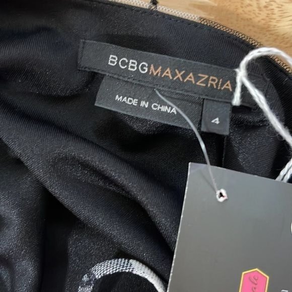 BCBG Max‎ Azaria black & white floral beaded dress Size 4 Pre-Owned - Picture 8 of 11